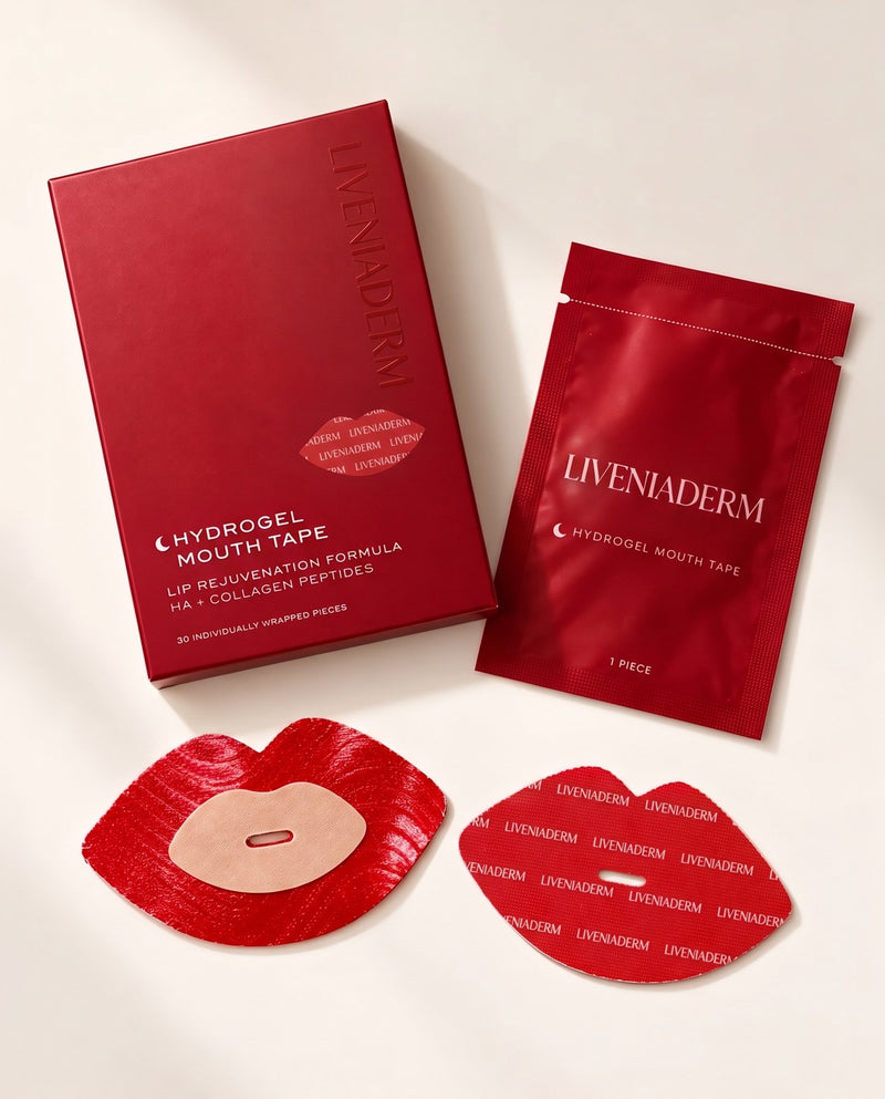 Packung, Einzelbeutel und zwei Hydrogel-Streifen von Liveniaderm
