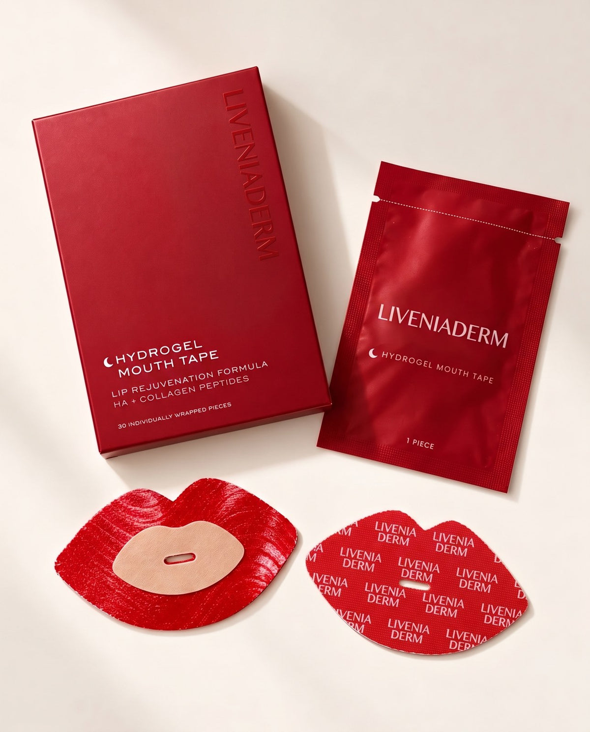 Packung des Hydrogel Lippen-Nachtpflasters mit einzeln versiegelten Streifen
