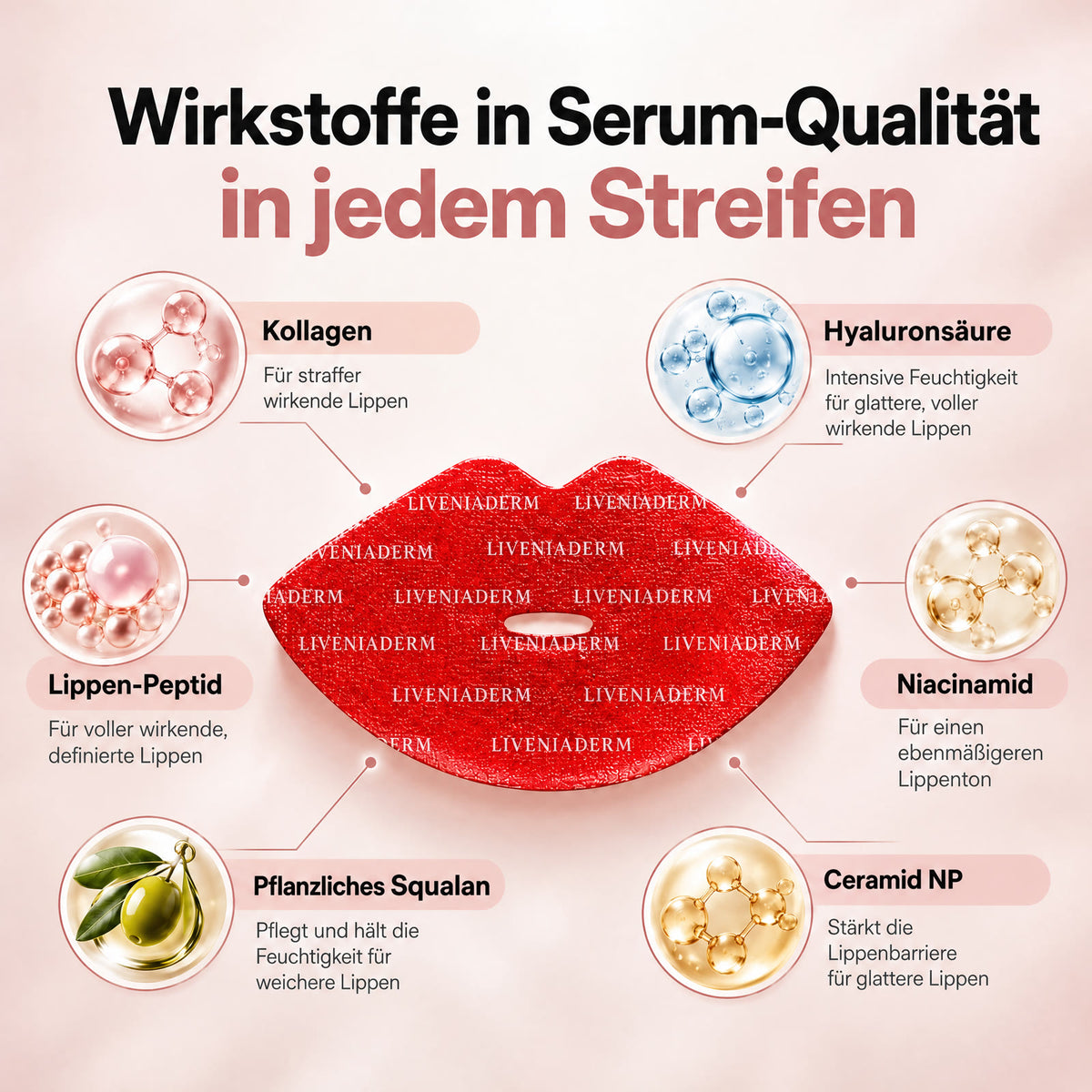 Die 6 Pflegewirkstoffe in jedem Hydrogel-Streifen